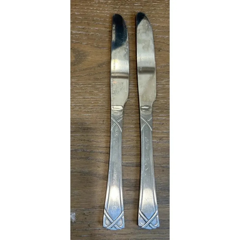 Lot of 2 Farberware MADELINE Dinner‎ Knives Stainless 9” Knife Flatware